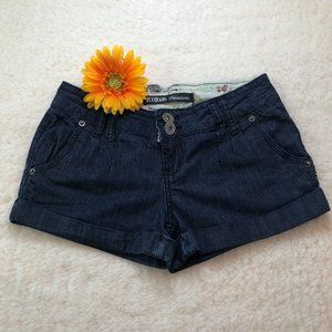 ***SOLD*** ZCO Blue Cuff Shorts 5 Dark Wash Jeans Flap Detail